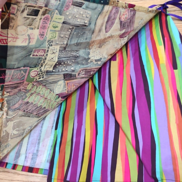 Hand crafted dog print rainbow pattern wrap skirt xs - Picture 5 of 9